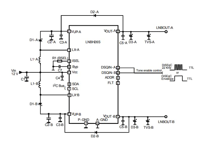 原理图 - STMicroelectronics STEVAL-LNBH05评估板